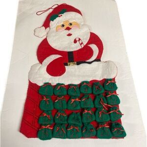 Vintage L'Art Christmas Advent Calendar Fabric Santa Claus 90s 24 pockets kids